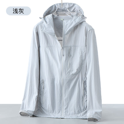 UPF50 Summer New Sunscreen Clothing Couple's Outdoor Anti-ultraviolet Skin Clothing Ice Silk Breathable Hooded Windbreaker