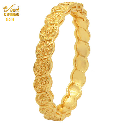 Cross-Border fashion Vietnam Gold hollow bracelet vacuum plating 24k not easy to fade wedding vintage carved bracelet