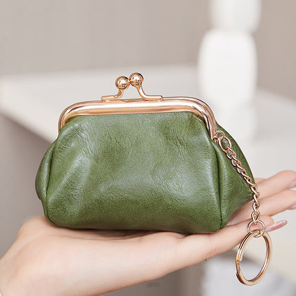 Retro Clip Coin Purse 2024 New Girls Compact Portable Key Bag Solid Color Easiest for Match Coin Storage Bag