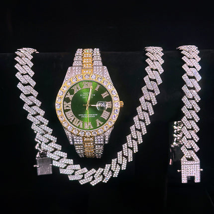 Tiktok Hot-Selling Fashion Casual Men's Watch Full Diamond Watch Men's Factory Price Direct Sale Complete Colors