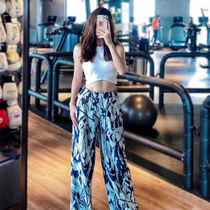 Lulu2025 New Wide-Leg Pants Swift Casual Colorful Sports Fitness Pants Light Printed Breathable Wide