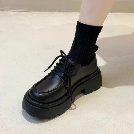 British Style Thick-Soled Small Leather Shoes for Women 2025 New Spring and Summer Versatile Black Jk Flats Platform Sole Ins Loafers