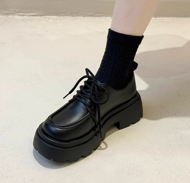British Style Thick-Soled Small Leather Shoes for Women 2025 New Spring and Summer Versatile Black Jk Flats Platform Sole Ins Loafers