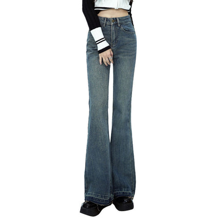Vintage Jeans Women's Autumn and Winter 2024 New American Style High Waist Slimming All-match Wide Leg Not Sticking Leg Micro Horn Pants