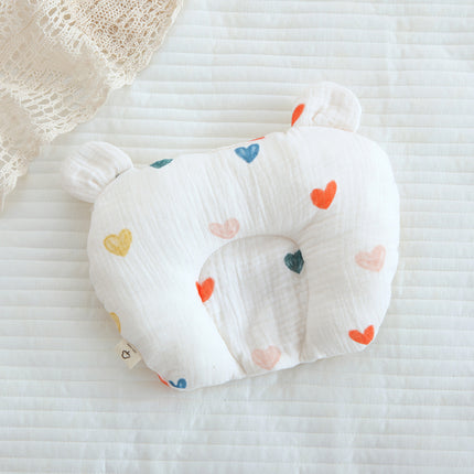 Class A cotton baby gauze baby anti-deflection head shaped pillow sweat-absorbing breathable Four Seasons suitable for newborn comfort pillow