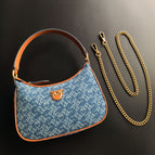 New denim half moon handbag