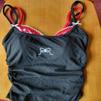 Red Plaid Bra Black Camisole / L code