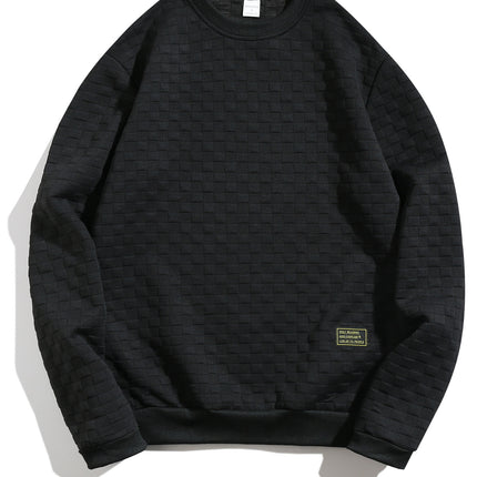 Men's Sweatshirt 2025 Cross-Border Amazon Autumn and Winter New Heavy Plaid Loose Casual Pullover Round Neck Top