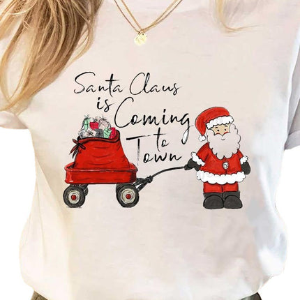 Wholesale ladies blouse supply Christmas happy fashion cartoon bottoming shirt clothes