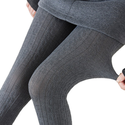 Autumn and Winter Women's Thin Retro Figure-Eight Twist Vertical Stripe Pantyhose Simple Off-White Gray Leggings New Arrival