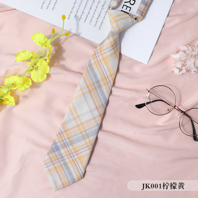 jk Japanese Style Plaid Women's Collar Flower Black Tie Collar String College Style Ribbon Bow Shirt ins Sailor Suit