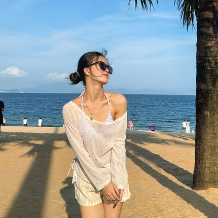 Source Manufacturer Star Casual Thin Blouse Women's Summer Bikini Split Swimsuit Women's Lace Butt Curtain Suit Summer