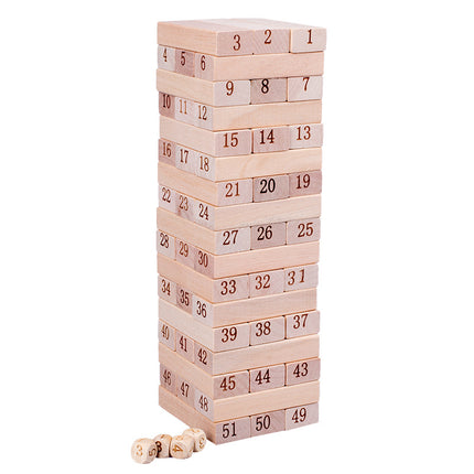 51 Pieces of Digital Colorful Jenga Building Blocks for Kidsren's Educational Jenga Wooden Adult Toys