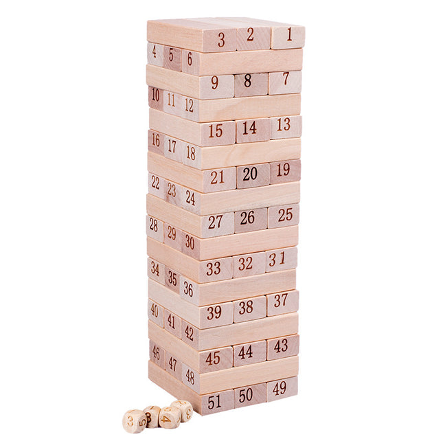 51 Pieces of Digital Colorful Jenga Building Blocks for Kidsren's Educational Jenga Wooden Adult Toys