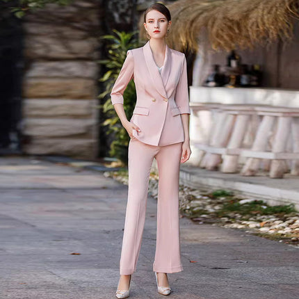 Spring and Autumn fashion green collar three-quarter sleeve professional suit suit goddess fan senior sense President fan formal wear overalls