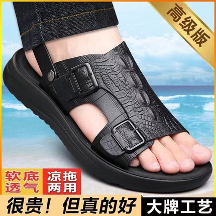 Outfit Sandals Men's 2025 Summer New Waterproof Non-Slip Soft Bottom Driving Beach Shoes Dual-Use Men's Sandals and Slippers