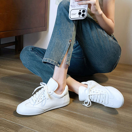 Women's 2026 New Style German Training Shoes, Suitable for Pairing with Skirts, Ultra-Soft Lightweight Casual Sports White Shoes with Front Laces