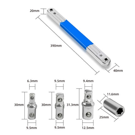 Reinforced Ratchet Linkage Extension Wrench, Multi-Functional Extended Socket Tool, High Carbon Steel Wrench