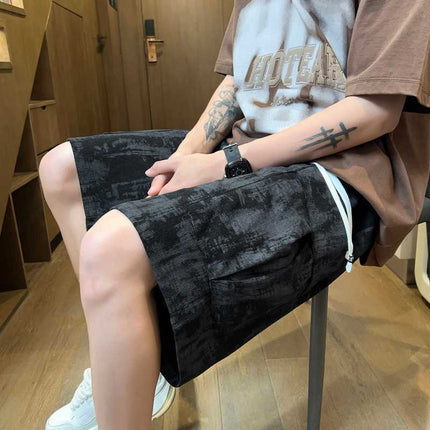 Men's Summer Sports Shorts Casual Corduroy Knee-Length American Style Trendy Basketball Loose Multi-Pocket Mid-Length Shorts