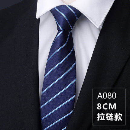 Dress Business Tie Men's and Women's Groom Wedding Black Zipper Korean Narrow No Lazy Striped Bow Tie Plaid