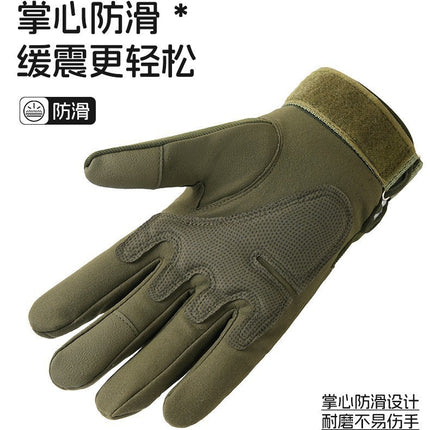 Tactical Full-Finger Gloves for Men, Soft Shell Protective Palm Pads, Touch Screen Combat Training Gloves, Non-Slip Half-Finger Gloves, Cross-Border