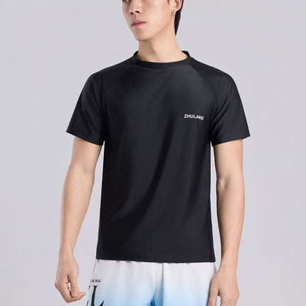 2026 New Fitness Long-Sleeved Men's Loose Quick-Drying Clothing Outdoor Sports Sun Protection Long-Sleeved Shorts Breathable Training Clothes