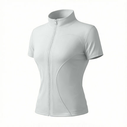 High Elastic Yoga Short-sleeved Jacket with Vertical Collar Zipper Tight Running Jacket Quick-drying Naked Fitness Short-sleeved Women's Summer