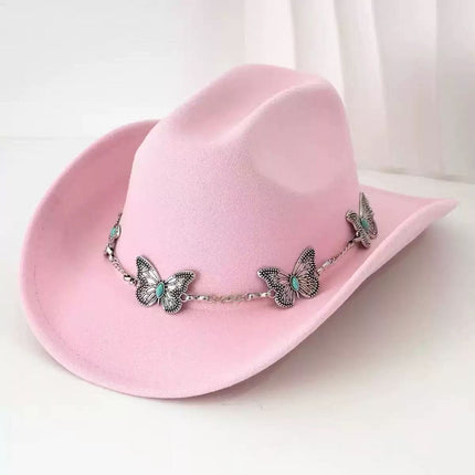 Solid Color Light Board Felt Western Cowboy Hat Outdoor Autum Hat Women's Simple French Hat Men's High-End