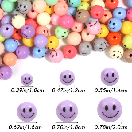 Acrylic Color Cartoon Smiley Face Straight Hole Round Beads Kindergarten Educational Beads DIY Homemade Bracelet Pendant Jewelry