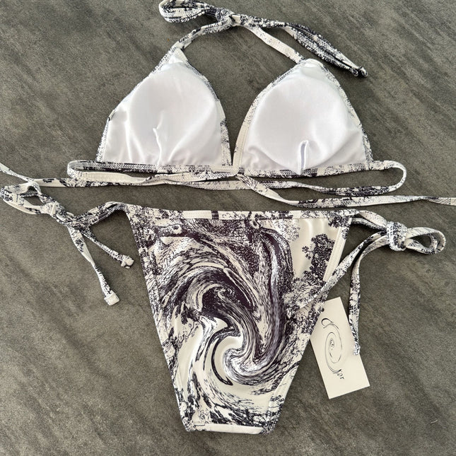 Factory Spot Wholesale Bikini European and American Sexy Separates New Swimsuit Women's Lace-Up Three-Piece Swimsuit