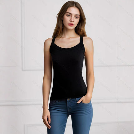 American-style White Camisole Women's Summer Outer Wear Beautiful Back Inner Base Shirt Sleeveless Slim-fit Slim-fit Black Top