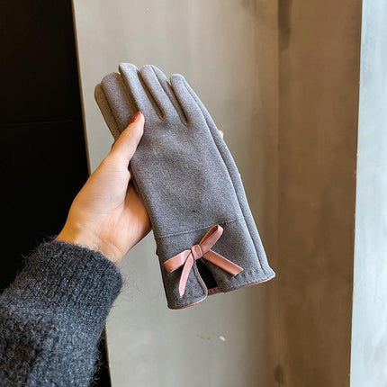 Winter Women's Velvet Thickeneded Plush German Velvet Gloves for Cycling and Driving, Warm and Touch-Screen Cold-Proof German Velvet Gloves