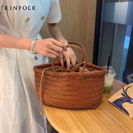 Woven PU Tote Bag / Sac Tote Tressé PU
