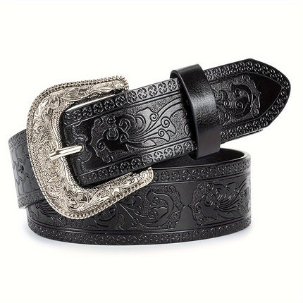 Cross-Border Exclusive Supply of Tangcao Embossed and Carved Vintage Alloy Men's Pu Leather