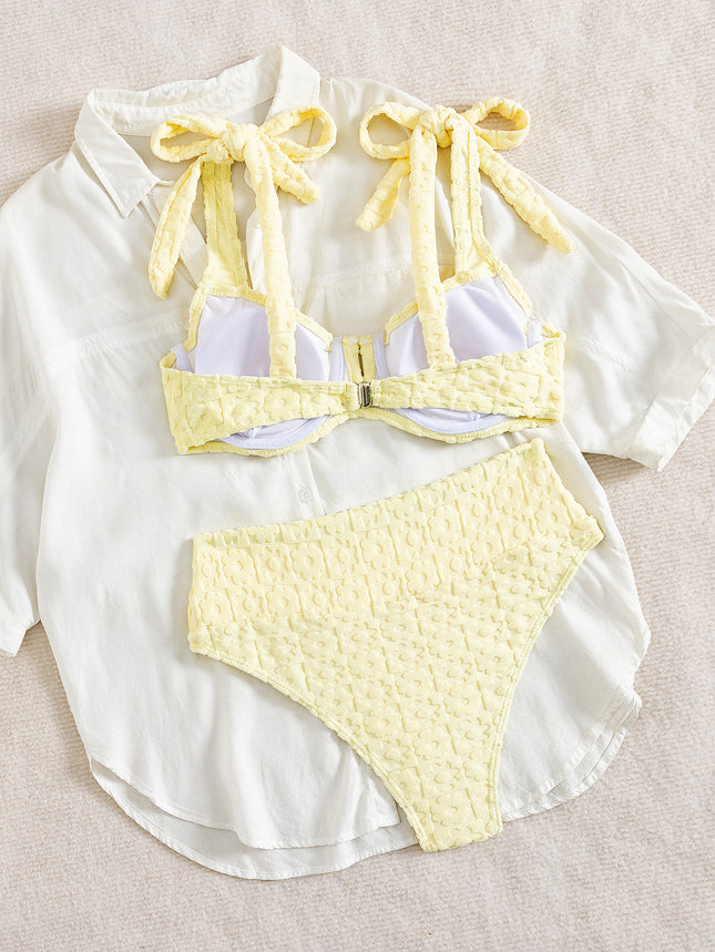 2025 New European and American Bikini Sexy Split Two-piece Swimsuit Solid Color Bikini Amazon Foreign Trade Swimsuit