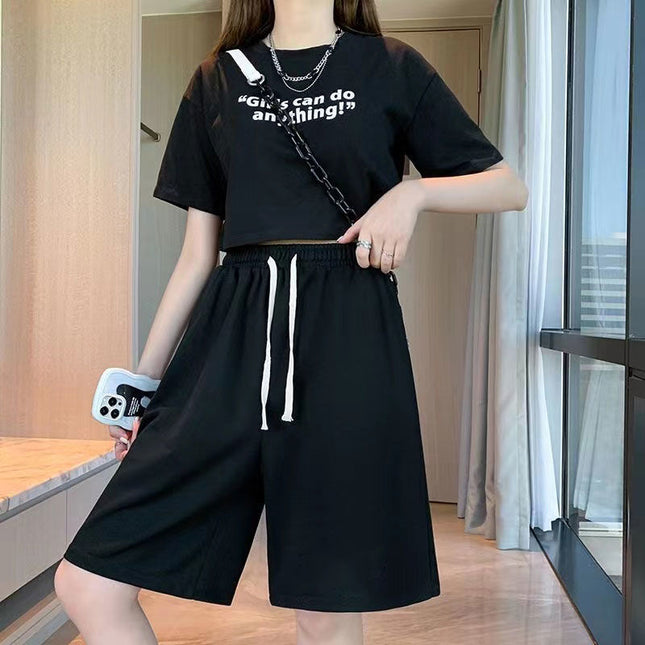 Summer High-Waisted Slimming Five-Point Pants for Female Students Korean Style Loose Outer Wear Versatile Casual Sports Wide-Leg Shorts