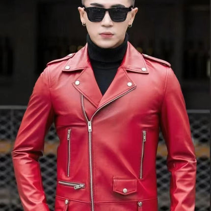Foreign Trade Men's Clothing Wholesale Men's Motorcycle Leather Jacket 2025 Spring, Autumn and Winter New Leather Jacket Korean Style Slim Men's Leather Jacket