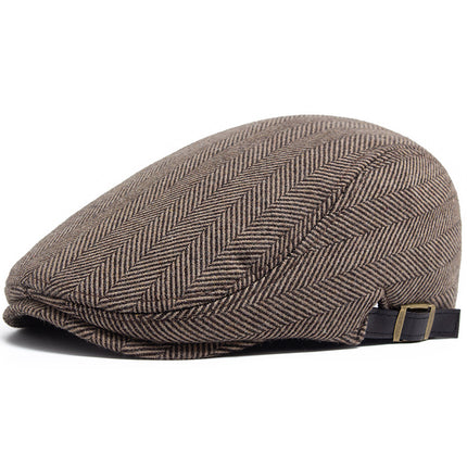 High-grade wool and woolen forward painter hat men's autumn and winter beret retro middle-aged and old peaked cap thick