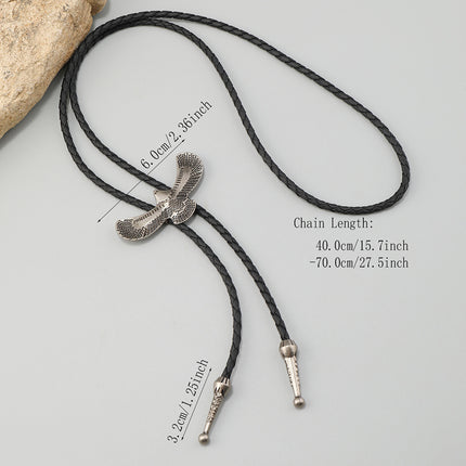 Simple and Creative Alloy Eagle Pendant Decoration, Artistic Retro Leather Shirt Tie Bolo Tie Versatile Necklace