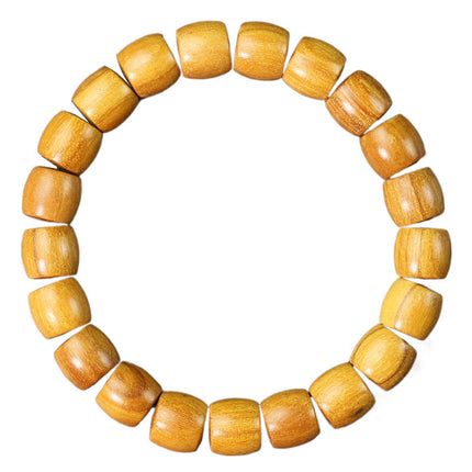 Zhemu bracelet straight cut barrel beads 8*10MM men's and women's couples bracelet new Chinese antique jewelry Wen play yellow sandalwood string