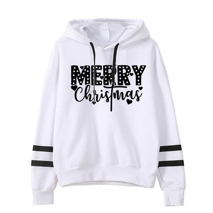 Foreign trade cross-border supply Christmas merry Christmas printed striped parallel bars hoodie men's and women's European size