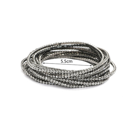 2.0mm Superfine Rhinestone Bracelet Stretch Bridal Bracelet Korean Style Single Row Flash Diamond Stretch Crystal Bracelet