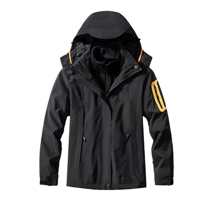Men's Three-In-One Jacket with Detachable Mink Velvet Lining, Two-Piece Set for Women, Outdoor Mountaineering Clothing, Windproof and Waterproof Jacket