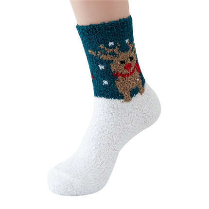 Coral fleece Christmas socks autumn and winter thick tube socks New Year gift socks cartoon Christmas socks cross-border wholesale