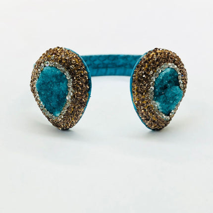 Blue Water Snakeskin Open Bracelet Ring Pendant Necklace Women's suit Handmade Diamond Bud Niche Design