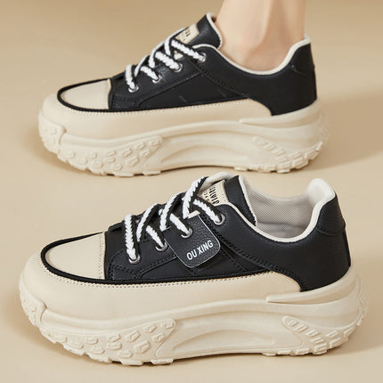Women's Shoes with Thick Soles and Height-Increasing Shoes, New Trendy Versatile Canvas Shoes, Shallow Fashion Shoes, Women's Lace-Up Comfortable Shoes