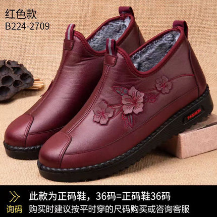 Mom's Shoes, Winter Fleece-Lined Shoes, Women's Cotton Shoes, Non-Slip and Warm, Elderly Women's Shoes, Winter Fleece-Lined, Non-Slip