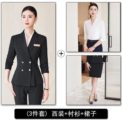 Autumn and Winter Professional Small Suit Suit, Feminine Formal Suit Two-Piece Suit, Beautician Front Desk Work Clothes