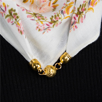 2025 New Silk Scarf Autumn and Winter Cold Protection Neck Protection Anti-Rubbing Collar Square Scarf 68cm Silk Scarf Magnetic Buckle Western Style Scarf