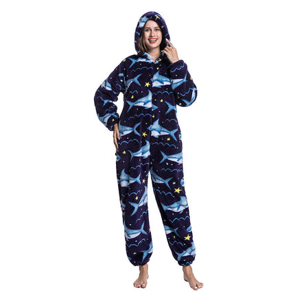 Mixed Wholesale Autumn and Winter Cotton Velvet Animal Cartoon Siamese Pajamas Thickened Men and Women Couple Home Clothes Tianma Adult